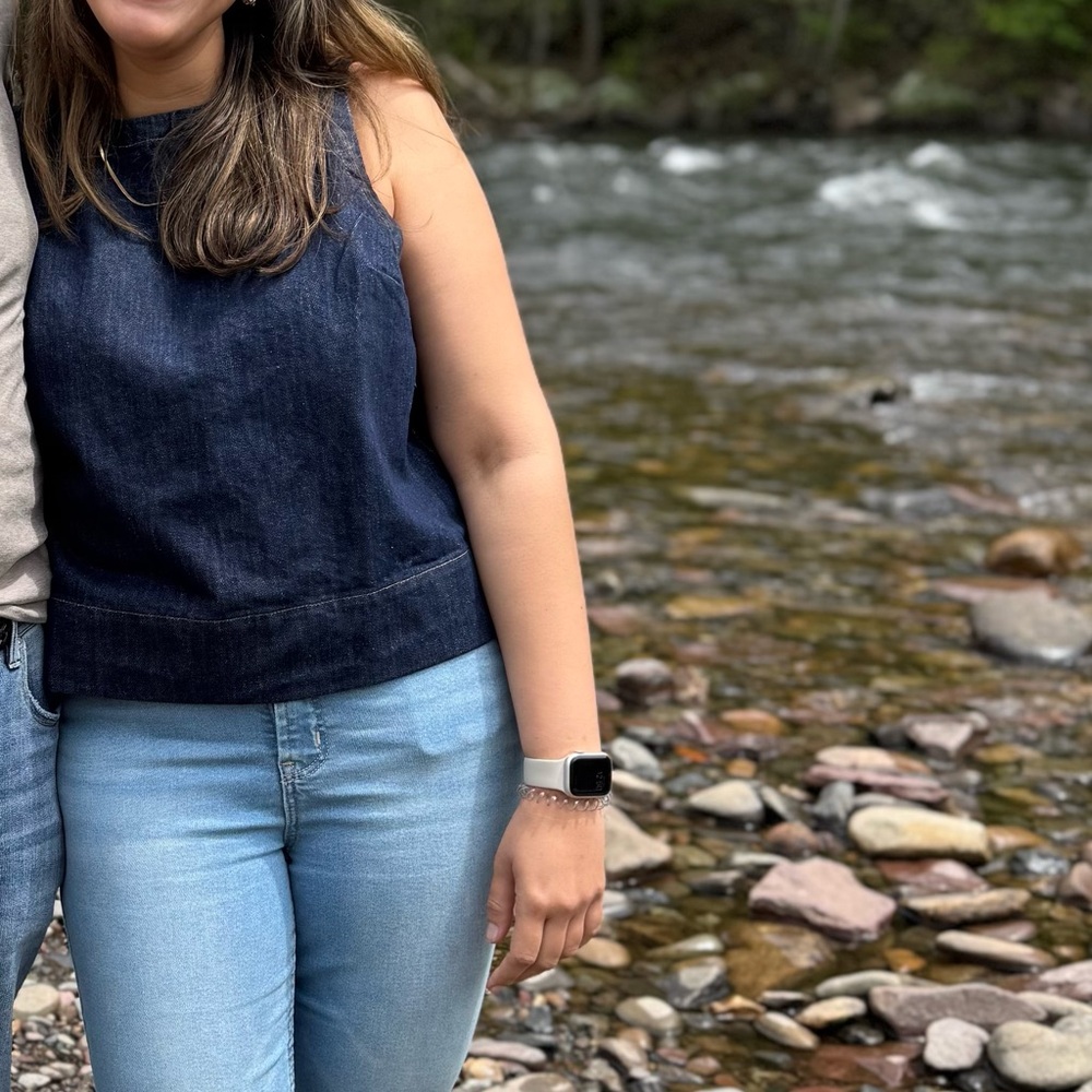 Topshop denim shell top in raw look indigo